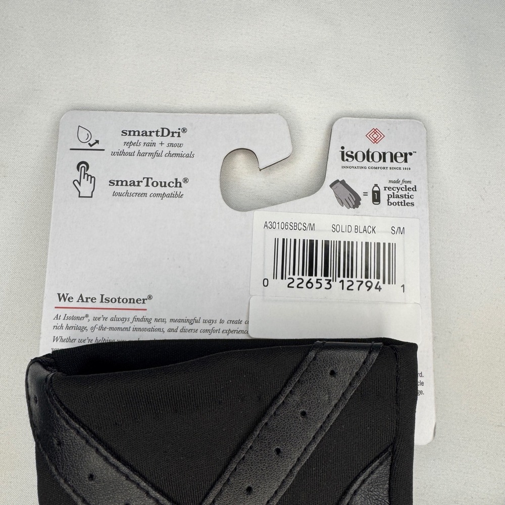 Isotoner smartDri smartTouch Gloves Black Chevron Trim Women's S/M - Picture 4 of 4